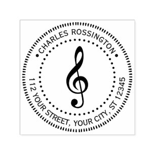 Music Treble Clef G Clef Round Name Rücksendeadres Permastempel