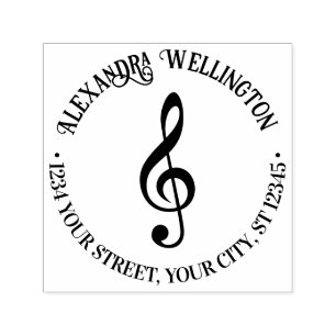 Music Treble Clef G Clef Round Name Rücksendeadres Permastempel