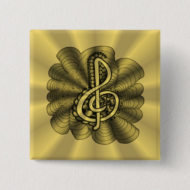 Music Treble Clef Gold angepasst Button (Vorderseite)