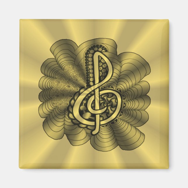 Music Treble Clef Gold angepasst Magnet (Vorne)