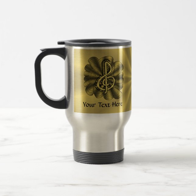 Music Treble Clef Gold angepasst Reisebecher (Links)