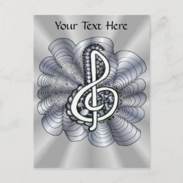 Music Treble Clef Silver Postkarte