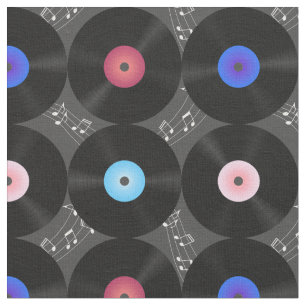 Music Vinyl Platten Musiknoten Stoff