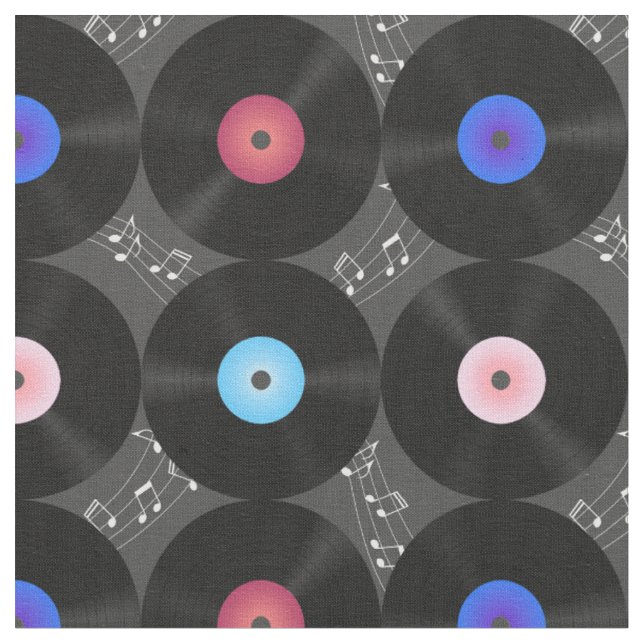 Music Vinyl Platten Musiknoten Stoff (Nahaufnahme)