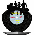 Music Vinyl Record Themed Meilenstein Geburtstage Freistehende Fotoskulptur<br><div class="desc">Fun music themed cut out Stand,  Skulptur mit einem altmodischen Vinyl Record und Musiker Silhouetten.  Mit den Worten Gratulationen,  60 und Golden Oldie,  die alle geändert werden können,  um Ihre Anforderungen mit der Anpassung des personalisierten Namens.  Ideal für einen gelungenen Geburtstag und als Party-Tischdekoration.</div>