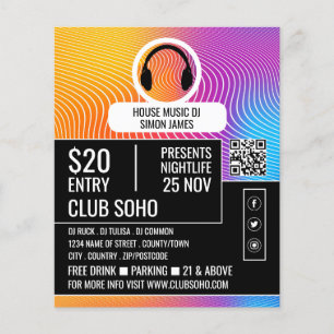 Music-Wave-Logo für das Headphone, Berufliche DJ-W Flyer