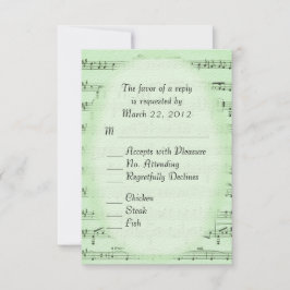 Music Wedding Green UAWG with Menu RSVP Karte