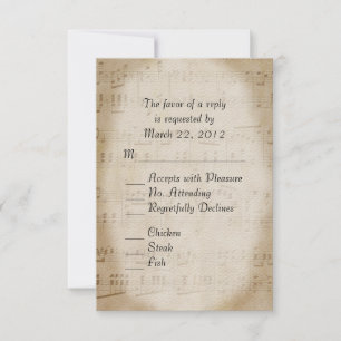 Music Wedding RSVP mit Menü Karte