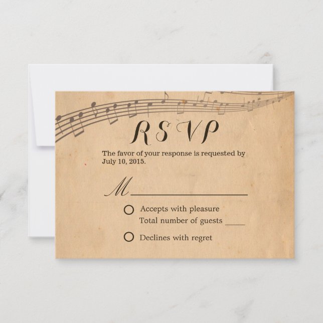 Music Wedding Vintag Musical Response UAWG RSVP Karte (Vorderseite)