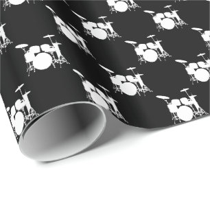 Music White Drum Set auf Black Geschenkpapier