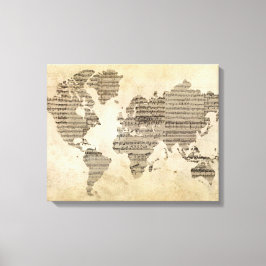Music World Map Leinwanddruck