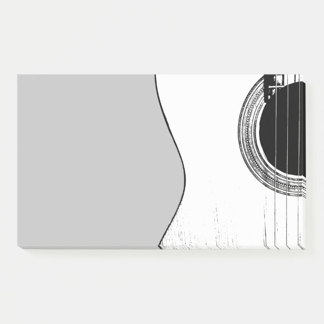 Musical Acoustic Gitarre Schwarz-weiß Post-it Klebezettel (Vorderseite)