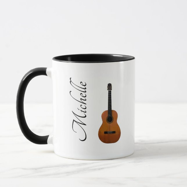 Musical Acoustic Gitarre Schwarz-weiß Tasse (Links)
