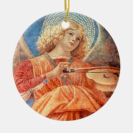 Musical angel playing the violin fresco keramik ornament