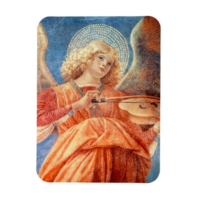 Musical angel playing the violin fresco magnet (Vertikal)