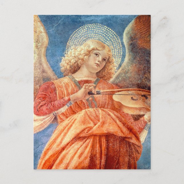 Musical angel playing the violin fresco postkarte (Vorderseite)