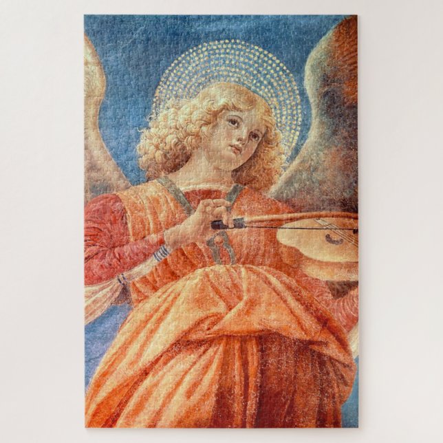 Musical angel playing the violin fresco puzzle (Vertikal)
