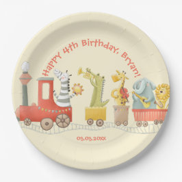 Musical Animal Train Birthday Pappteller