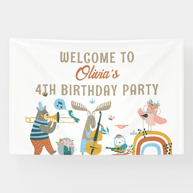 Musical Animals Birthday Banner (Horizontal)