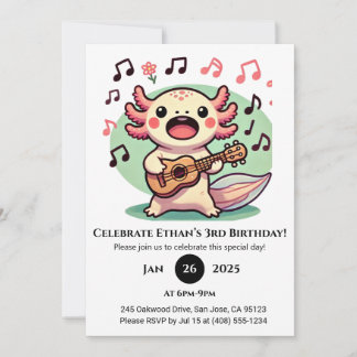 Musical Axolotl mit Ukulele Birthday Einladung