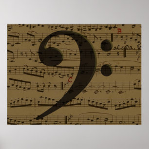 Musical Bass Clef Noten Poster