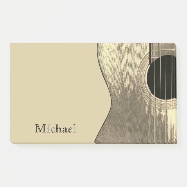 Musical Beige Acoustic Guitar Post-it Klebezettel (Vorderseite)