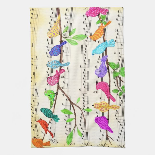 Musical Birds Kitetücher Geschirrtuch (Vertikal)
