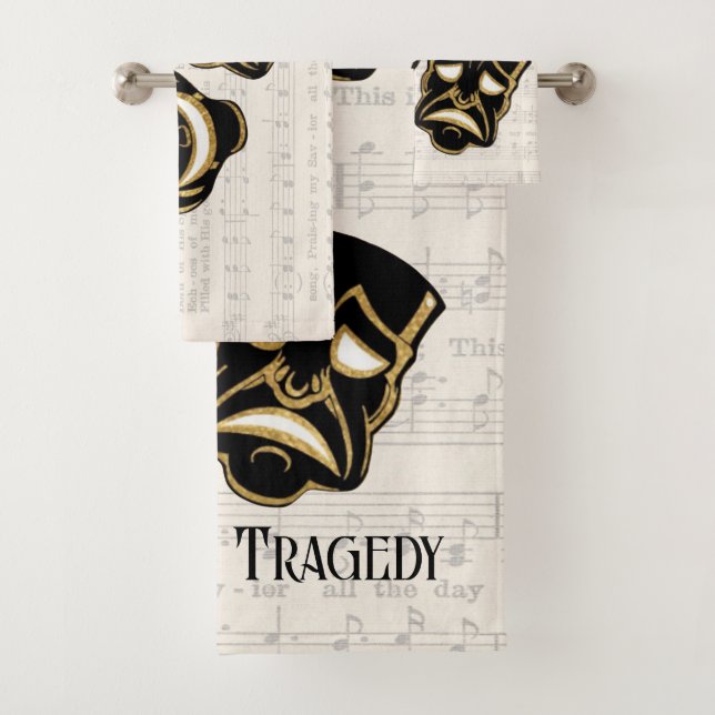 Musical Black & Gold Comedy und Tragedy Badhandtuch Set (Insitu)