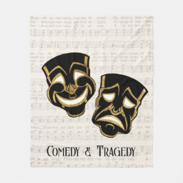 Musical Black & Gold Comedy und Tragedy Fleecedecke