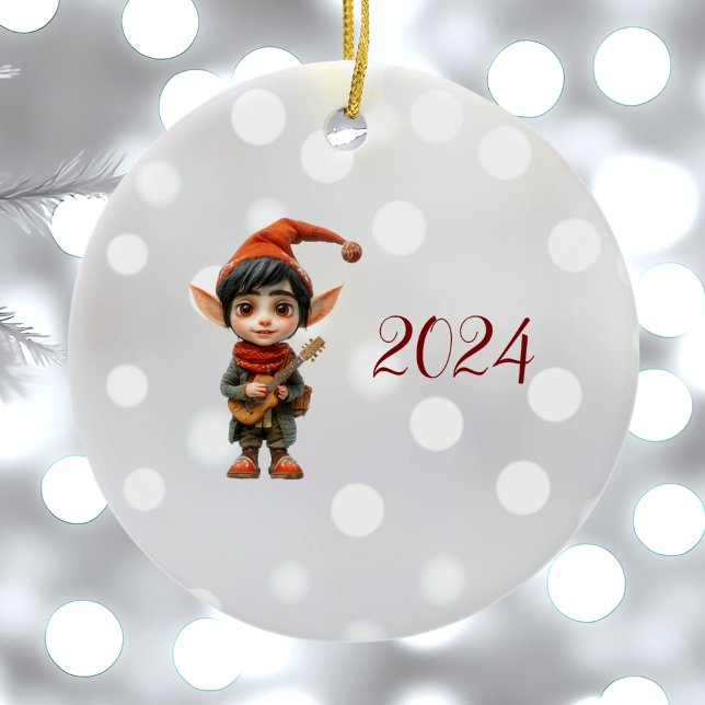 Musical Boy Christmas Elf Keramik Ornament (Von Creator hochgeladen)