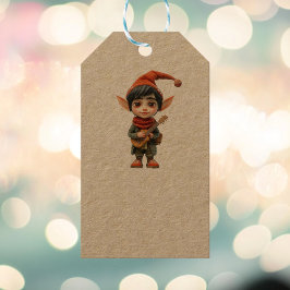 Musical Boy Christmas Elf Kraft Gift Tags Geschenkanhänger