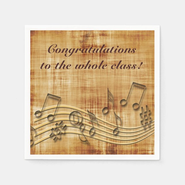 Musical Brown Paper Party Napkins Serviette (Vorderseite)