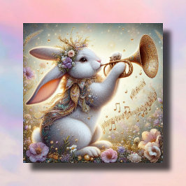 Musical Bunny Horn Pastel Blume Ostern Feiertagskarte