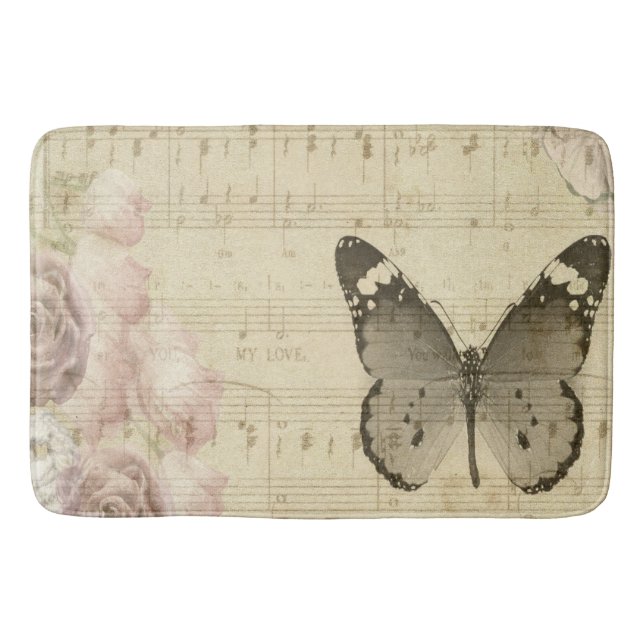 Musical Butterfly und Rose Badematte (Vorderseite)