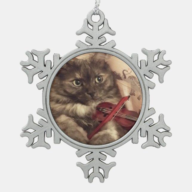 Musical Cat Snowflake Ornament by RoseWrites (Vorderseite)