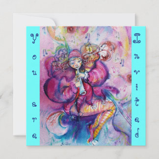MUSICAL CLOWN, pink blau türkis blau Einladung