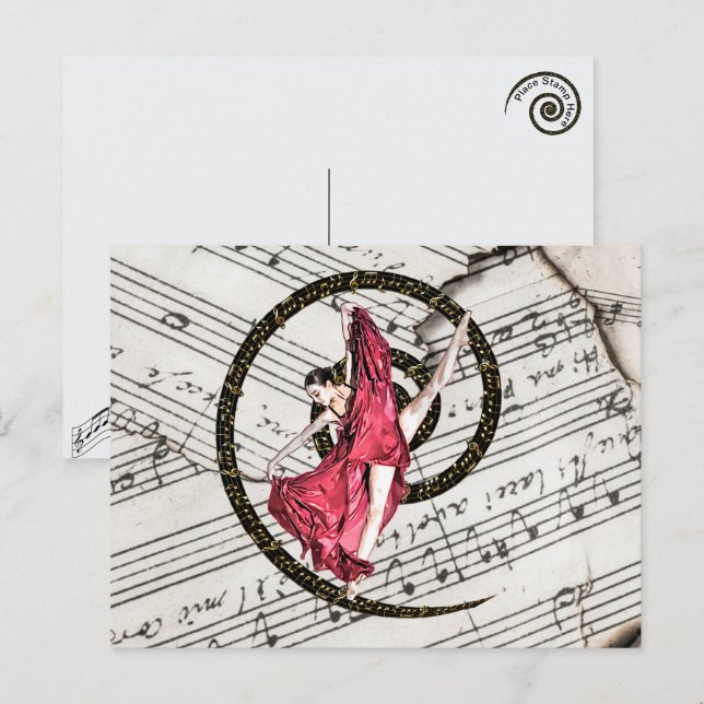 Musical Dancer Postcard Feiertagspostkarte (Vorne/Hinten)