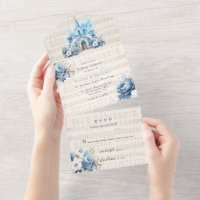 Musical Dusty Blue Peony Church Wedding