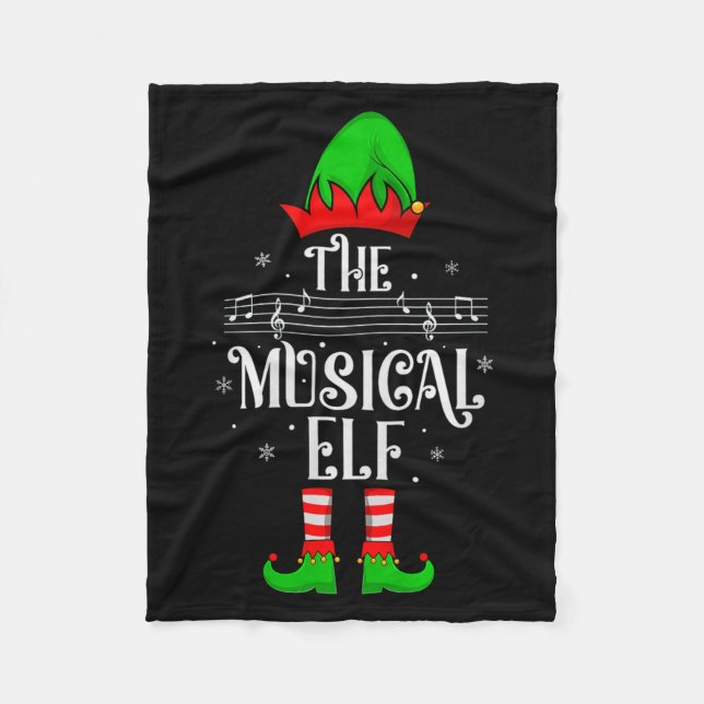 Musical Elf Xmas Christmas Matching Family Elf Squ Fleecedecke (Vorderseite)