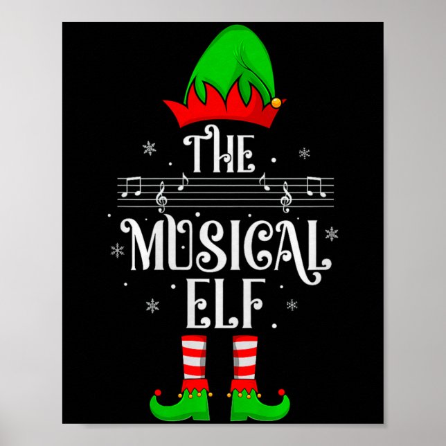 Musical Elf Xmas Christmas Matching Family Elf Squ Poster (Vorne)