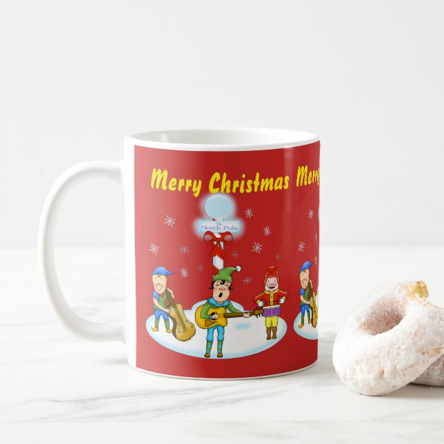 Musical Elves Weihnachts-Tasse Kaffeetasse (Mit Donut)