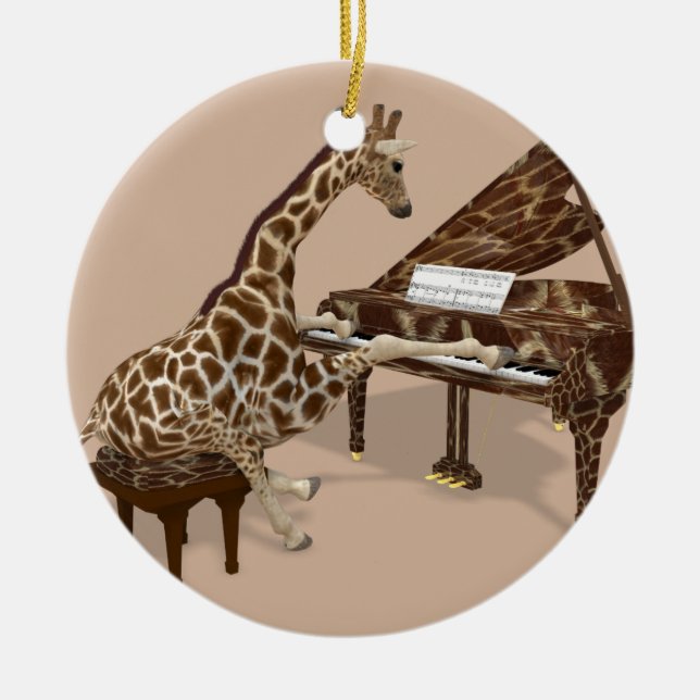 Musical Giraffe Plays Grand Piano Keramik Ornament (Vorne)