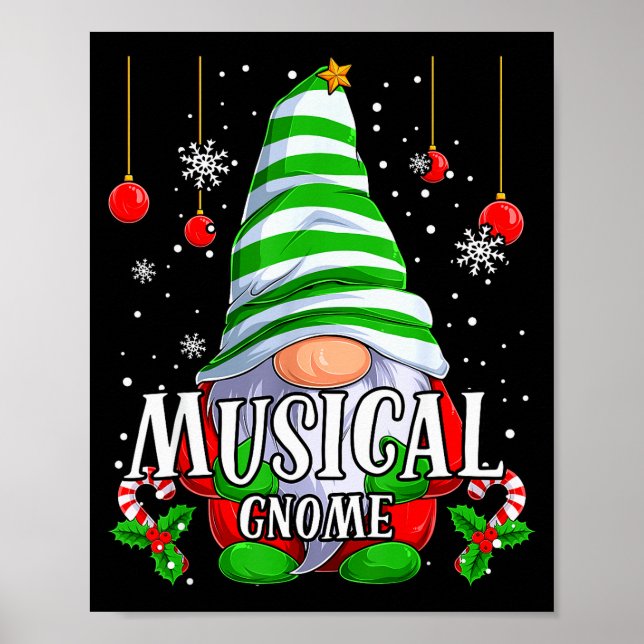 Musical Gnome Christmas Pajamas Matching Family Gr Poster (Vorne)