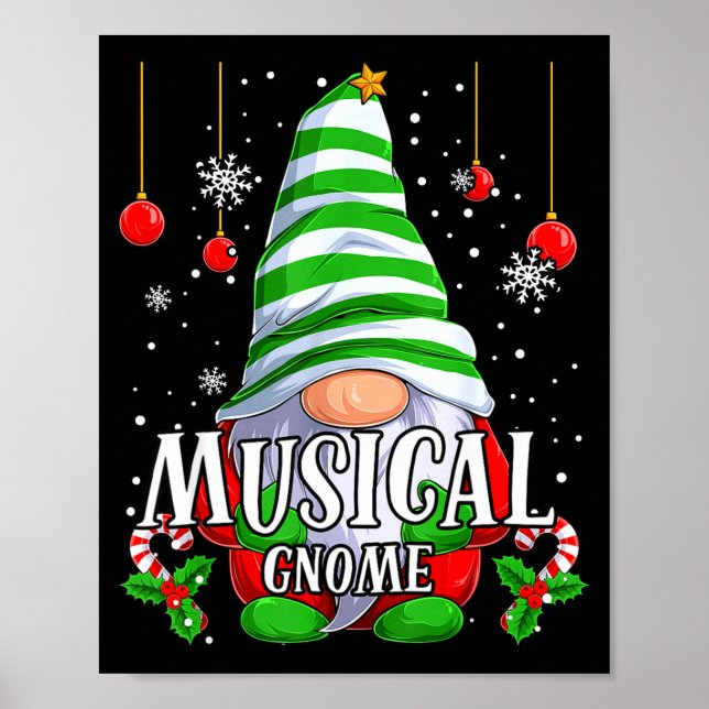 Musical Gnome Christmas Pajamas Matching Family Gr Poster (Vorne)