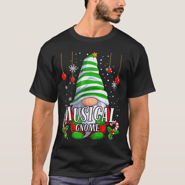 Musical Gnome Christmas Pajamas Matching Family Gr T-Shirt (Vorderseite)