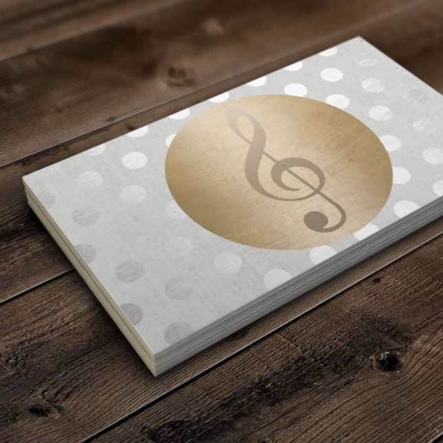 Musical Gold Circle Silver Polka Dots Music Visitenkarte (Von Creator hochgeladen)