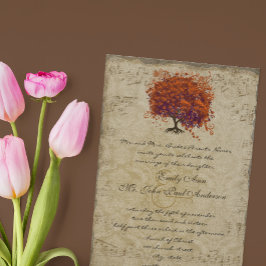 Musical Gold Dark Coral Heart Tree Einladung