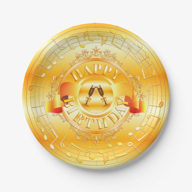 Musical Gold veredelt attraktive Glückwünsche zum  Pappteller (Vorderseite)