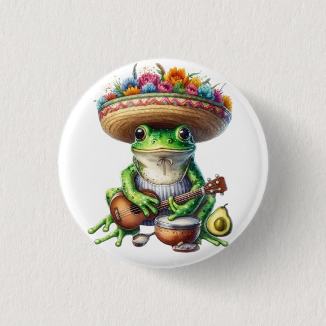 Musical Green Frog Button (Vorderseite)
