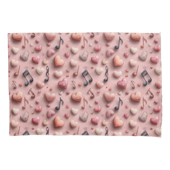 Musical Hearts Valentines Pattern Kissenbezug (Vorderseite)